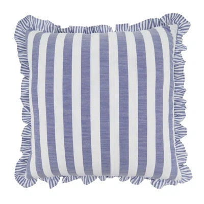 Striped Ruffle Edge Cotton-Blend Throw Pillow Cover – Classic Cabana Stripe Design for Sofa, Bed & Accent Styling, 18"x18 | Wayfair North America