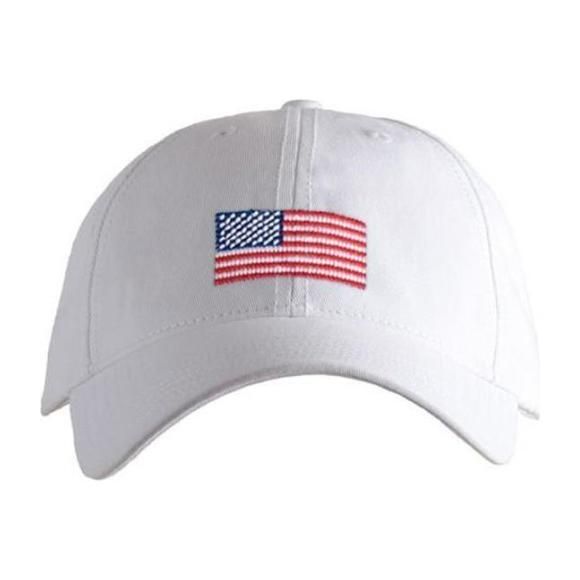 Harding Lane American Flag Baseball Hat, (White, Size Kid) Maisonette | Maisonette