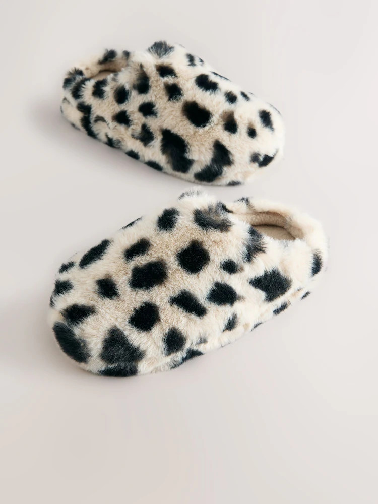 Animal Print Faux Fur Mule Slippers | Next US