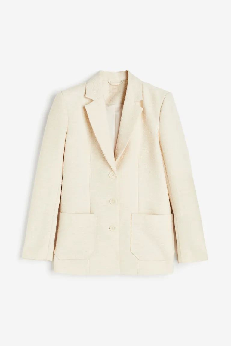 Textured blazer - Cream - Ladies | H&M GB | H&M (UK, MY, IN, SG, PH, TW, HK)
