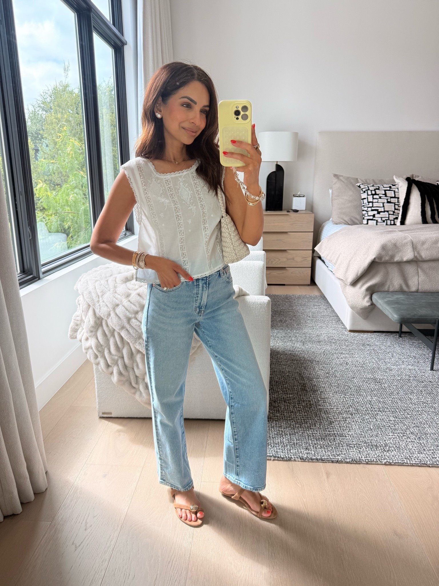 Easy everyday summer outfit idea! I absolutely love this embroidered white tank. It’s under $100 and you can wear it with anything! @Madewell I’m wearing size XXS in the tank and 24 regular in the jeans

#LTKootd #LTKSeasonal #LTKPetite