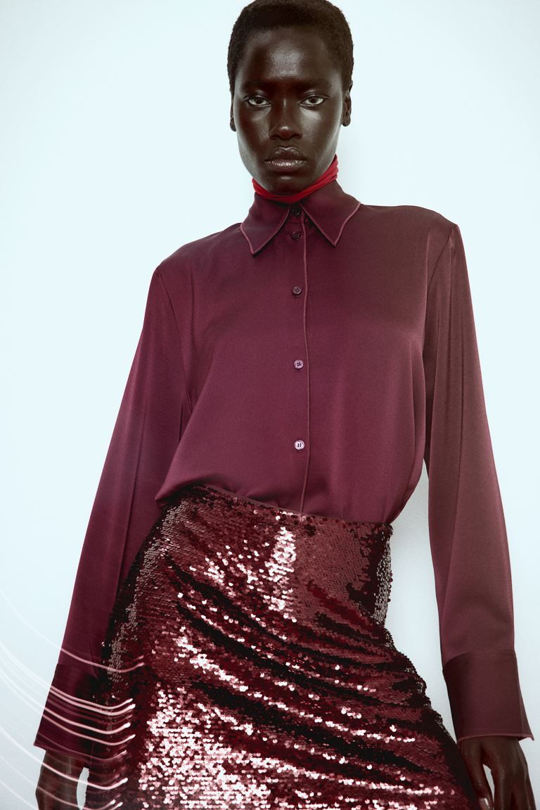 Sequined Mini Skirt - Dark red - Ladies | H&M US | H&M (US)