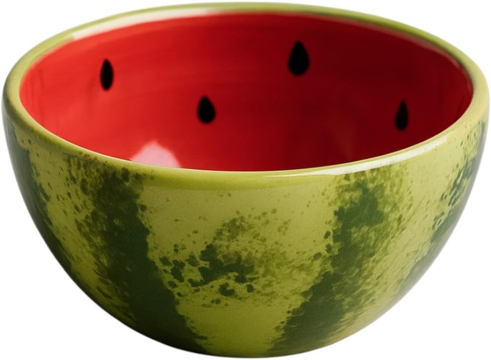 Tigela de Porcelana em Formato de Melancia, Verde e Vermelho, 500ml, 13x13x8cm, Decorativa para F... | Amazon (BR)