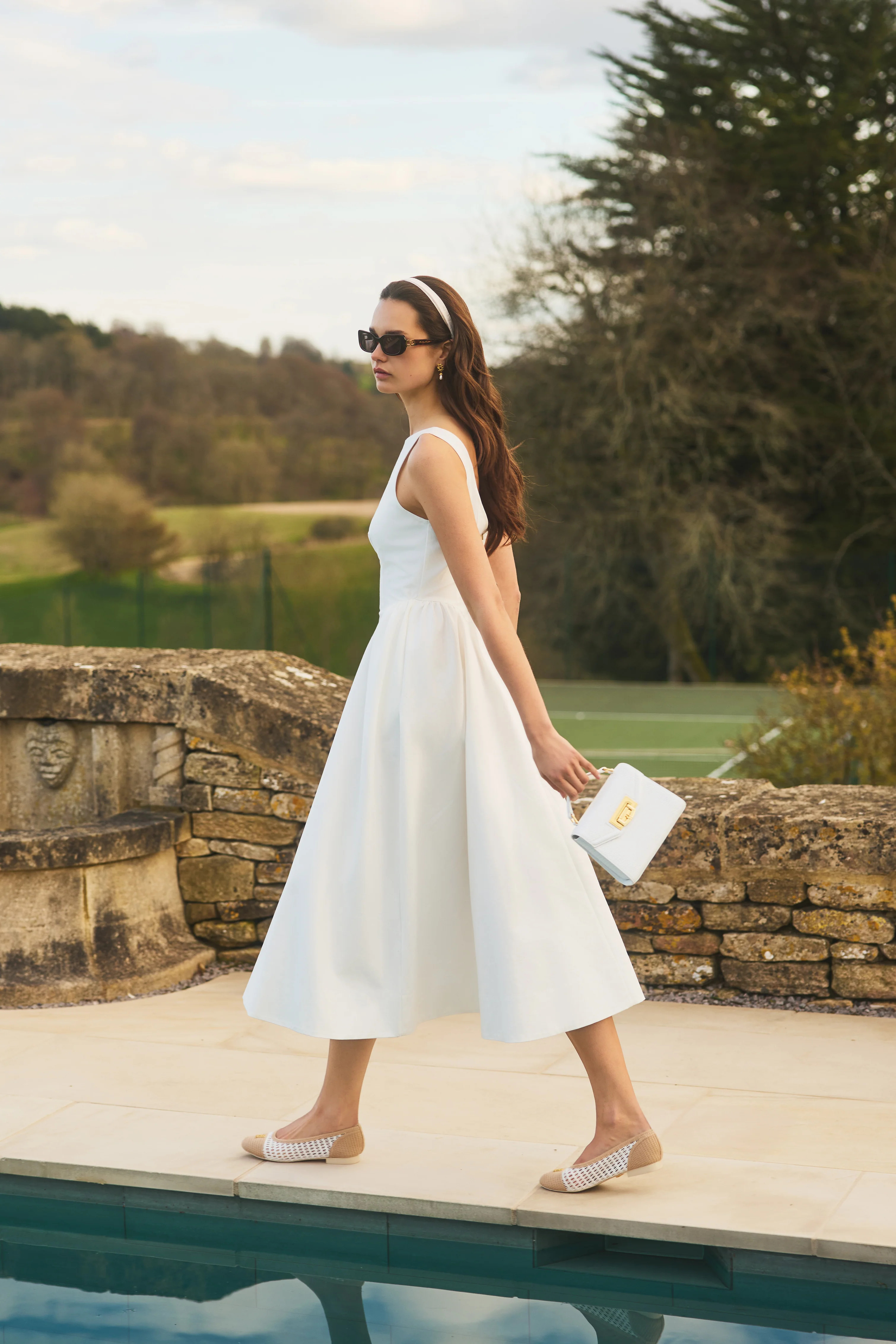 Chatsworth Woven Dress (White) | Holland Cooper