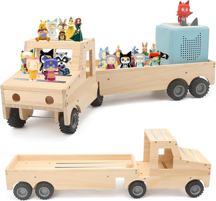 Truck for Tonies Box 1/2 Organizer Shelf Storage, Wooden Bus Magnetic Storage Holder for Toniebox... | Amazon (US)