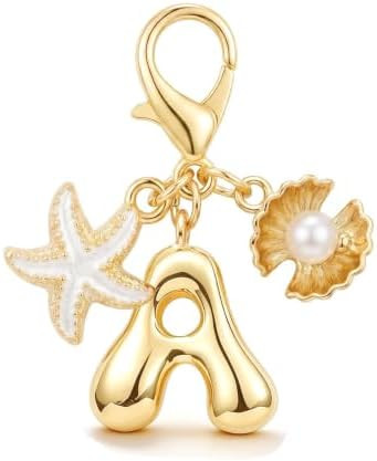Angyape Bubble Letter Initial Keychain for Women Summer Beach Keychain Gold Bag Charms for Handba... | Amazon (US)