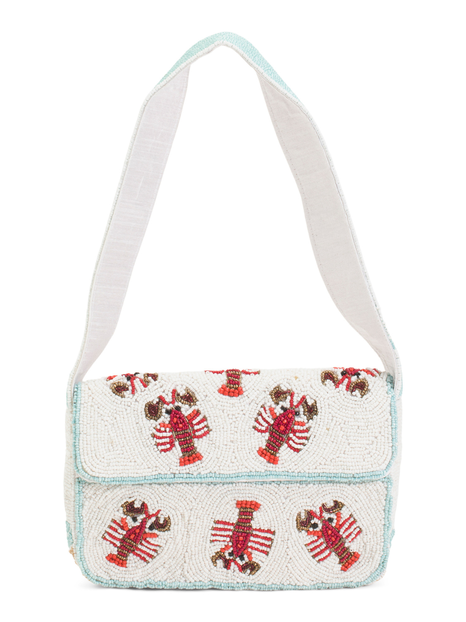 Lobster Motif All Over Hand Beaded Shoulder Bag | TJ Maxx