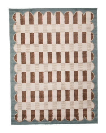 Made In Turkey 5x8 Elle Geometric Grid Scalloped Area Rug | TJ Maxx