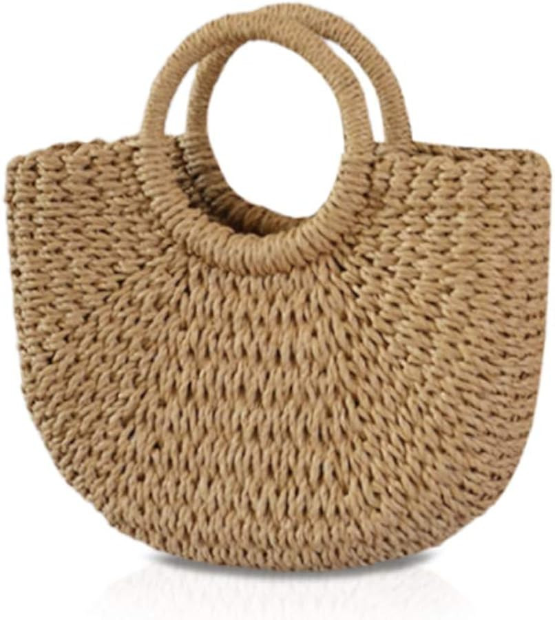 NICOLE&DORIS New Women's Summer Beach Bag Handle Rattan Straw Bag Woven Handbag for Lady | Amazon (UK)