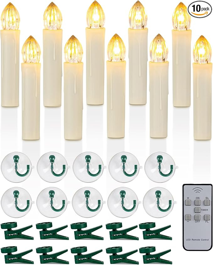 Raycare 10PCS LED Flameless Window Candles with Remote Timer, Flameless Taper Candles Light Batte... | Amazon (US)