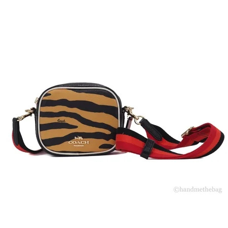 Coach (C6953) Mini Dempsey Tiger Print Coated Canvas Crossbody Camera Handbag | Walmart (US)