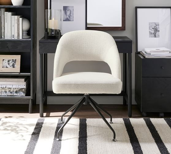 Hartley Upholstered Swivel Desk Chair | Pottery Barn (US)