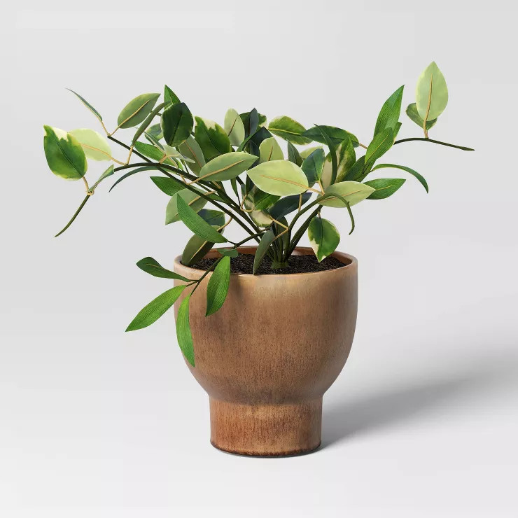 8" Ceramic Glazed Footed Outdoor Planter Metallic Gray - Threshold™ | Target