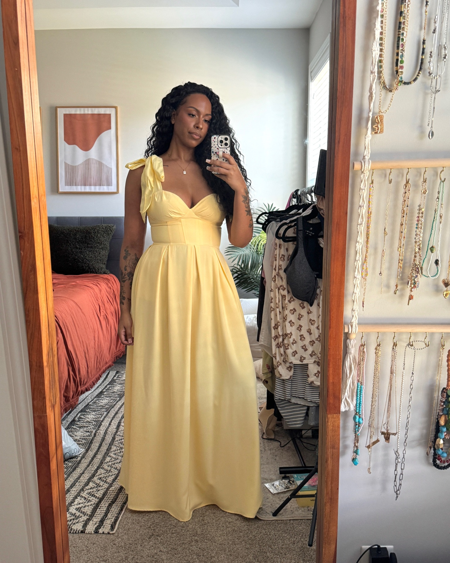 Isabelle Maxi Dress from Fashion Nova. Beautiful dress. Comes in black with white bow tie straps. I prefer the yellow. It has pockets as well. Floor length even on me. So if you’re short you’ll probably have to get it altered. I’ll have alternatives linked because we can’t link fashion nova on LTK

#LTKootd #LTKMidsize #LTKTall