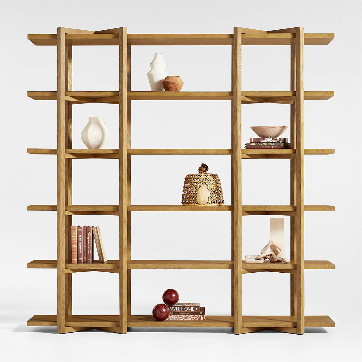 Thomas Barley Oak Wood Wide Open Bookcase/Room Divider + Reviews | Crate & Barrel | Crate & Barrel