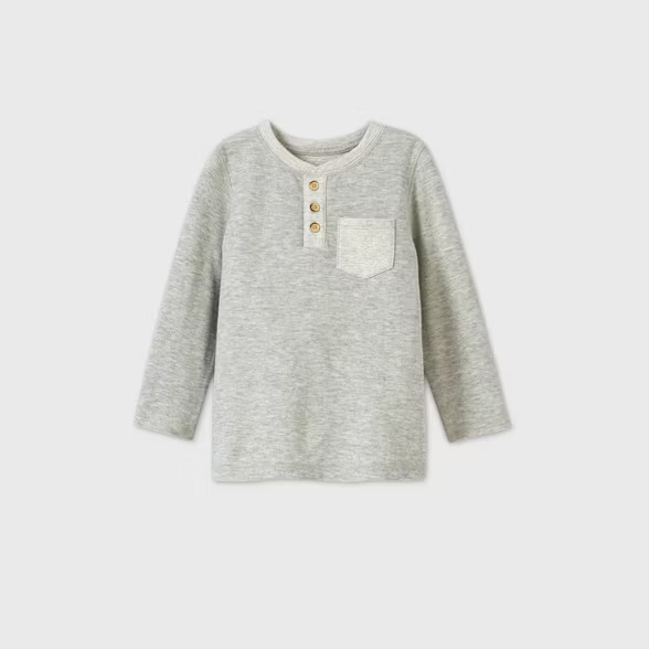 Toddler Boys' Long Sleeve Double Knit T-Shirt - Cat & Jack™ Gray | Target