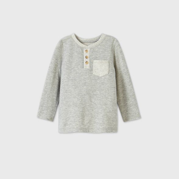 Toddler Boys' Long Sleeve Double Knit T-Shirt - Cat & Jack™ Gray | Target