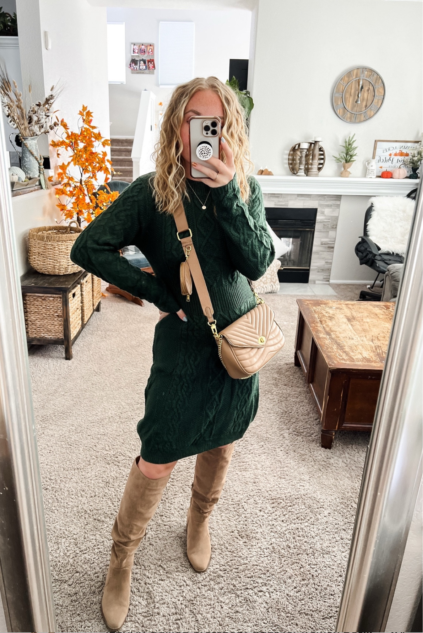 Fall Outfit Ideas with a dark green cableknit sweater, dress, knee-high boots and Crossbody bag.
Similar dresses linked as this one is out of stock

Fall family photo outfit, fall dress, fall workwear, fall outfits, Winter outfits| amazon winter outfit | winter travel outfit| winter dinner outfit | casual winter outfits | winter fashion | size 4-6 | cold weather outfits | winter outfit ideas | layering outfit for the cold| winter fashion 2024 | outfit inspo | outfit ideas | winter outfits amazon | boots | leggings outfits winter | casual outfit Ideas | amazon deal | amazon on sale | amazon handbags | amazon shoes | gift guide for her, gift guide, gift ideas, gifts for mom, sister gifts, best friend gifts, sister gift guide, gift guide for best friend, Christmas gifts for her, her gift guide,

#LTKStyleTip #LTKWorkwear #LTKFindsUnder50