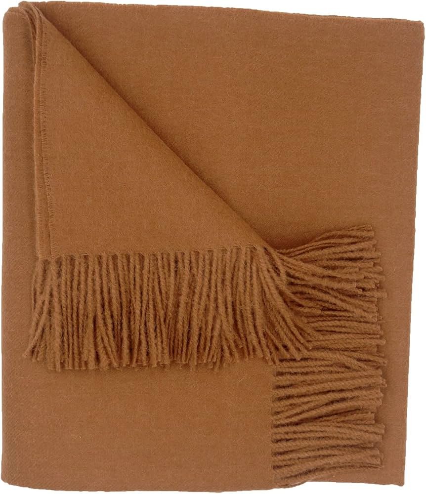 100% Baby Alpaca Throw Blanket, Our Solid Color Throw/Afghan, Camel | Amazon (US)