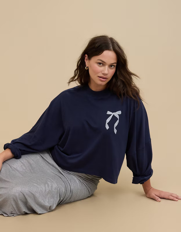Aerie Cozy Long Sleeve Mockneck T-Shirt | American Eagle Outfitters (US & CA)