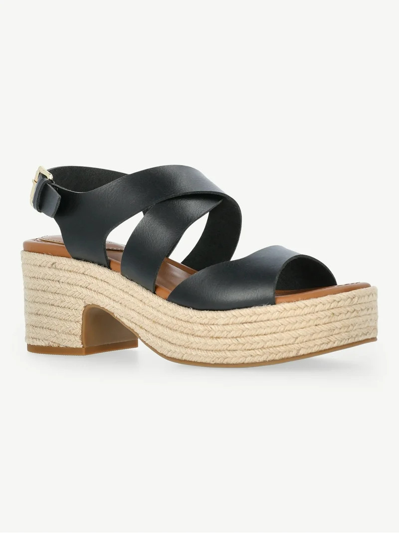 Free Assembly Women's Strappy Platform Block Heel Sandals | Walmart (US)