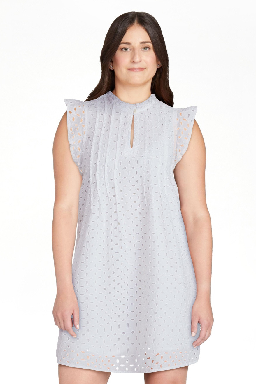 Time and Tru Women's Cotton Eyelet Mini Dress with Flutter Sleeves, Sizes XS-XXXL | Walmart (US)