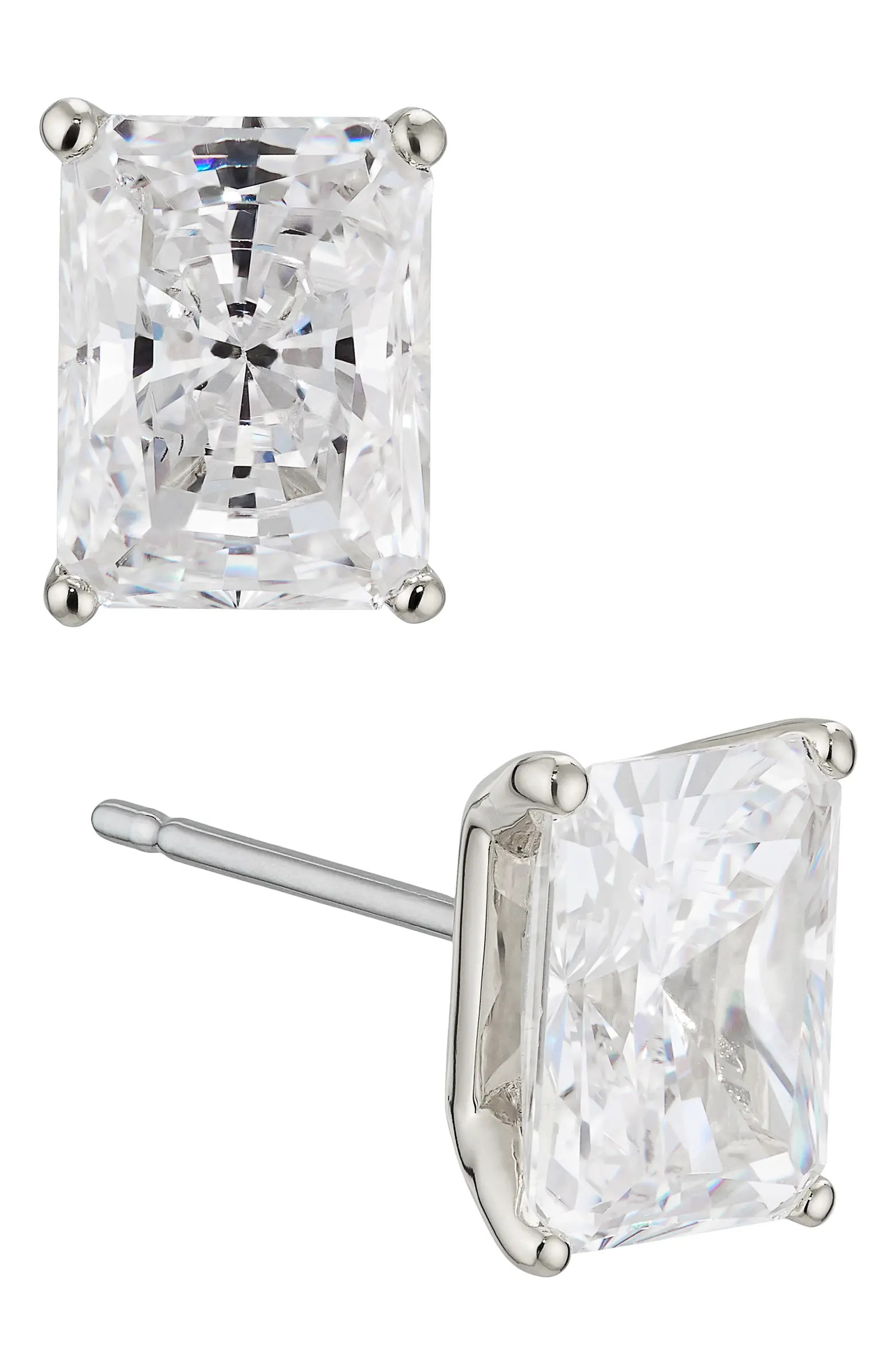 Modern Luv Large Emerald Cut Cubic Zirconia Stud Earrings | Nordstrom