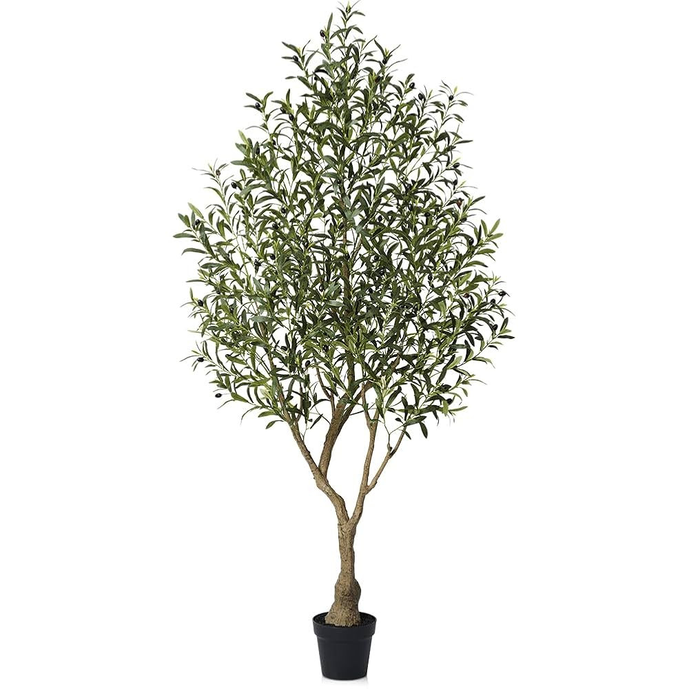 Artificial Olive Tree 7FT Fake Plants Indoor - UV Resistant Faux Olive Tree in Black Pot, Outdoor... | Amazon (US)