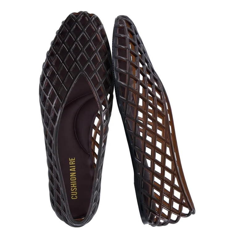 Cushionaire Siesta Modern Lattice Ballet Flats for Women, Comfortable Slip On Pointed Toe Womens ... | Walmart (US)