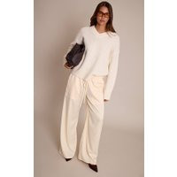 Butter Cream Satin Low Rise Wide Leg Drawstring Trousers | PrettyLittleThing US