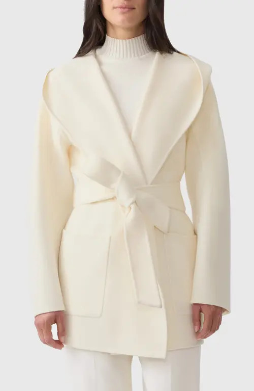 Mackage Paya Belted Wool Coat in Cream at Nordstrom, Size Large | Nordstrom