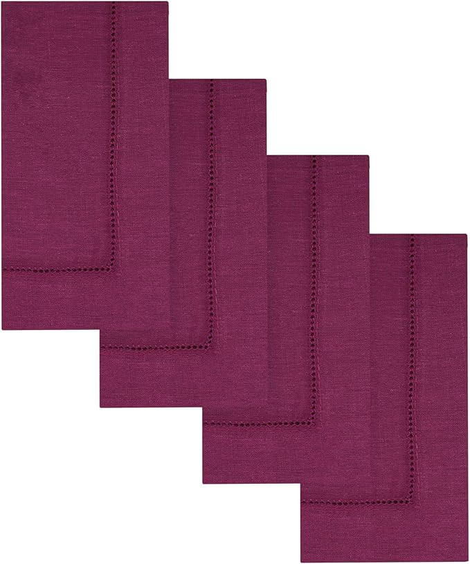 MingHing Cloth Napkins Set of 4, 22 x 22 Inch Handmade Hemstitched Linen Dinner Napkins Washable ... | Amazon (US)