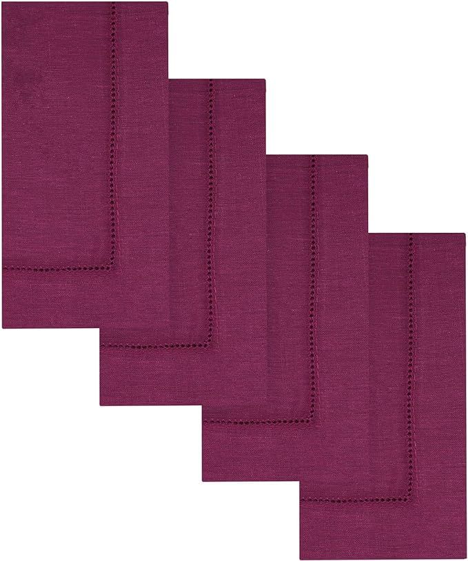 MingHing Cloth Napkins Set of 4, 22 x 22 Inch Handmade Hemstitched Linen Dinner Napkins Washable ... | Amazon (US)