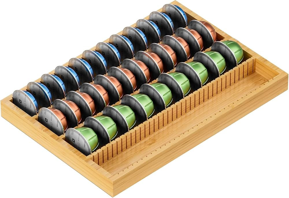MinBoo Bamboo Coffee Pod Storage Holder Drawer Insert for Counter Compatible Nespresso Vertuo Ver... | Amazon (US)