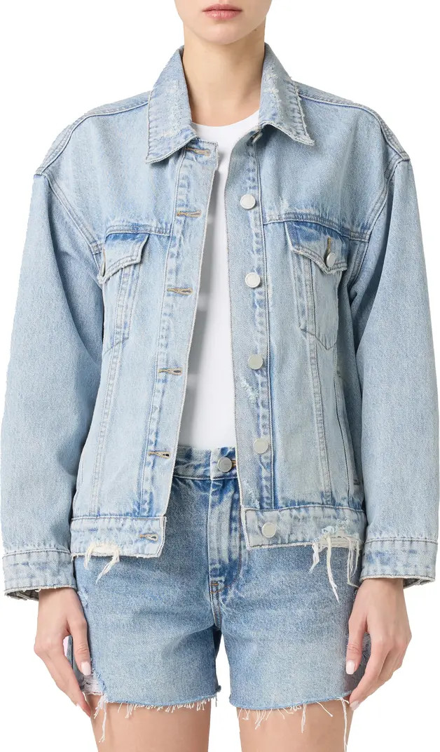 BLANKNYC Distressed Oversize Denim Trucker Jacket | Nordstrom | Nordstrom