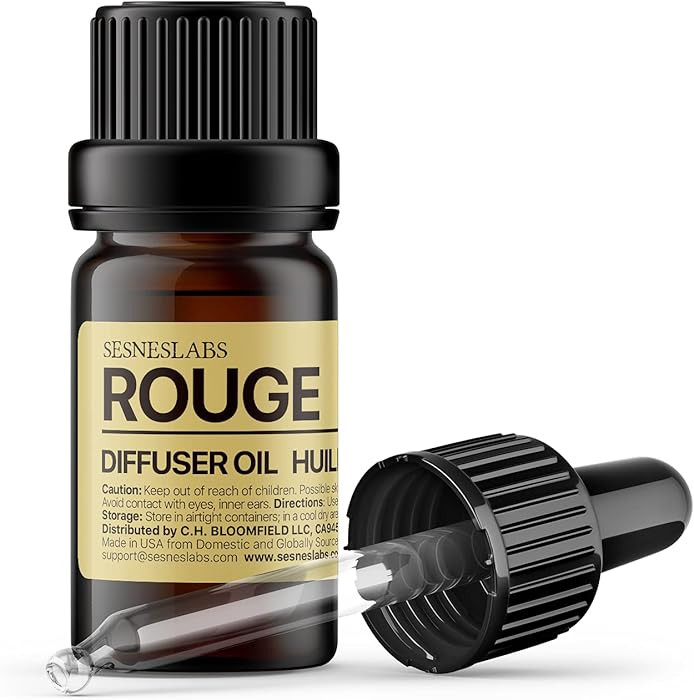 Rouge Diffuser Oil, Ambroxan Molecule-Based Scent, Saffron, Jasmine, Cedarwood Essential Oils Ble... | Amazon (US)