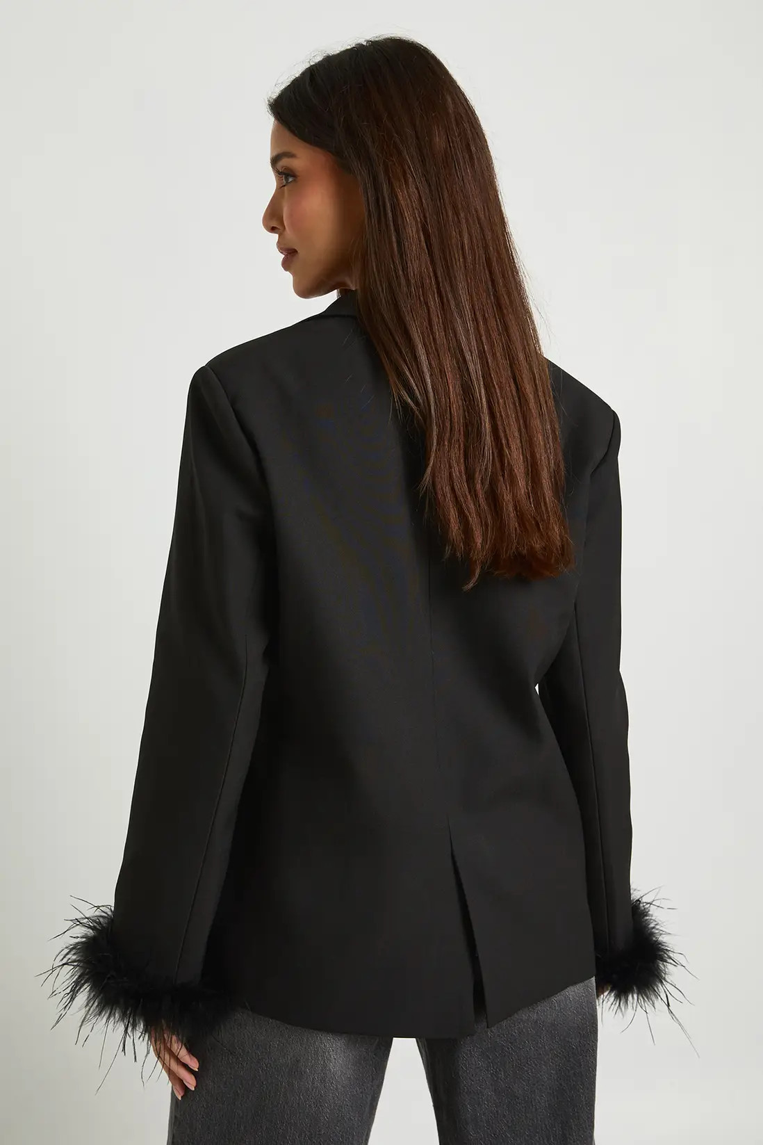 Feather Cuff Oversized Blazer | Boohoo.com (UK & IE)