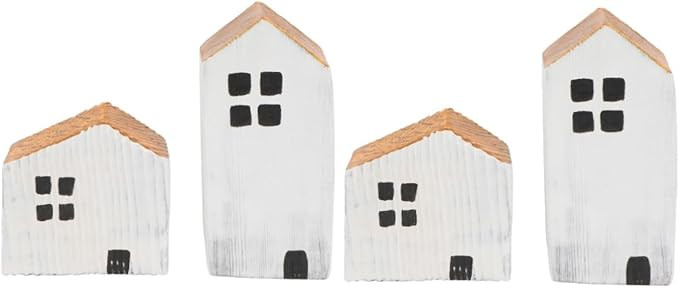 4 Pcs Small House Decoration House Ornament Wooden House Decor Desktop Ornament Wooden Desktop De... | Amazon (US)