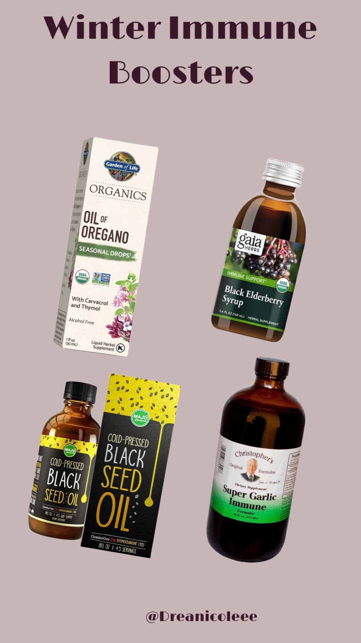 With fall/winter coming up we ain't tryna get sick! These are my go to supplements for boosting my immune system during cold/flu season. I try not to take otc medicine unless I absolutely have to so I like taking all natural supplements. These are going to keep you healthy all fall/winter, I swear by them and take them daily.  Now I should warn y'all about that Oil of Oregano, I like to put mine in a ginger shot and take it but it's STRONG. Lol

#LTKFindsUnder50 #LTKSeasonal