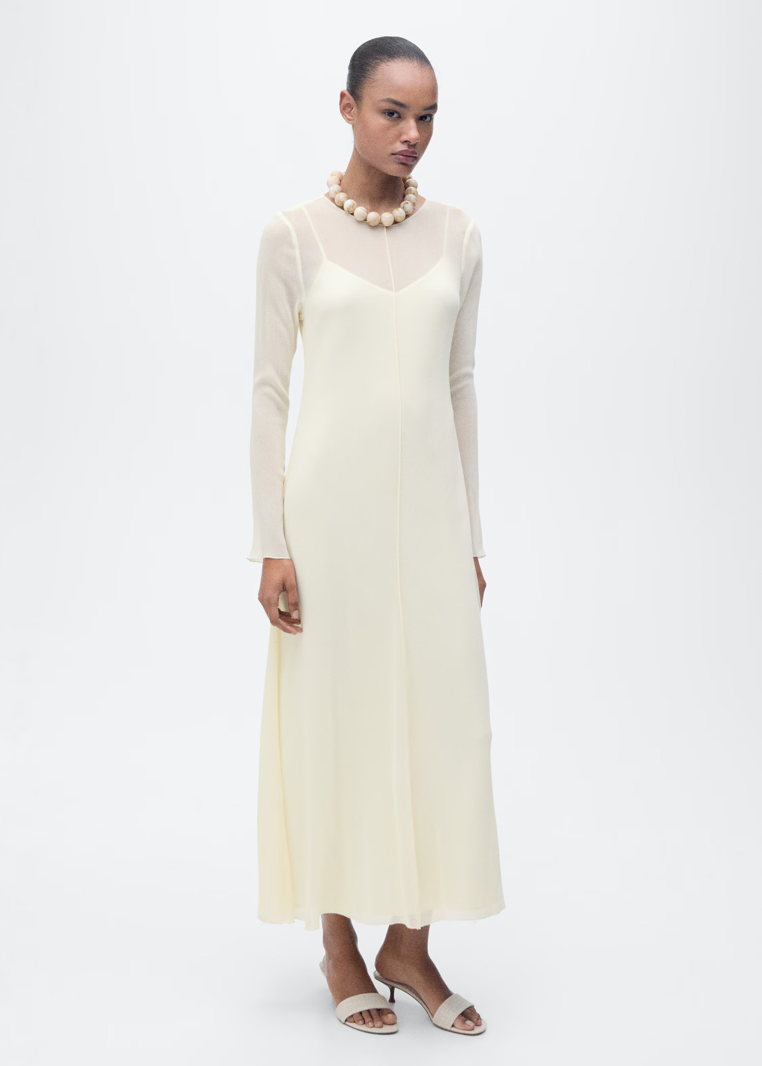 Semi-transparent combination dress - Women | MANGO USA | Mango (US/MX/AU)