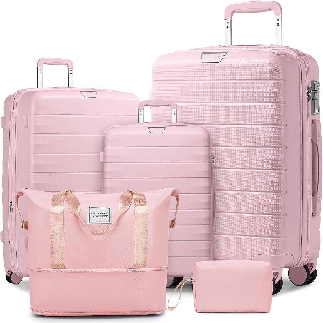 LARVENDER Luggage Sets 5 Piece with Duffel Bag Expandable(Only 28 inch) Hardside PP Carry On Lugg... | Amazon (US)