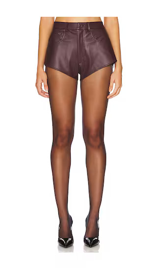 Stretch Faux Leather Mini Short in Mulberry | Revolve Clothing (Global)