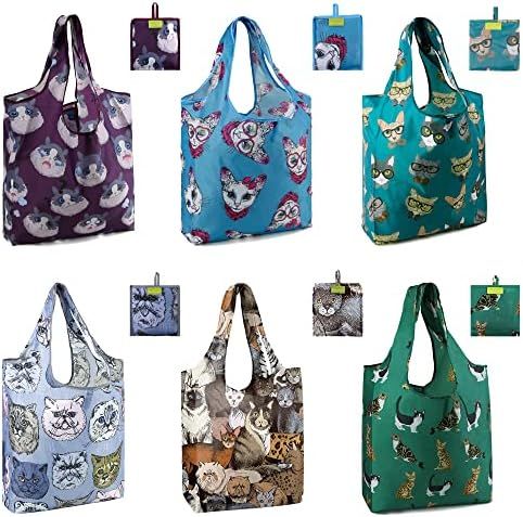 BeeGreen Cute Cats Reusable Shopping Bags Bulk Foldable Large 50LBS Reusable Grocery Bags Heavy D... | Amazon (US)