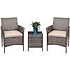 Devoko 3 Pieces Patio Furniture Sets Clearance PE Rattan Wicker Chairs with Table Outdoor Garden ... | Amazon (US)