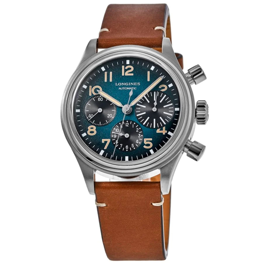 Longines Heritage Avigation Big Eye Automatic Petroleum Dial Brown Leather Strap Men's Watch L2.816.1.93.2 | Shop Simon