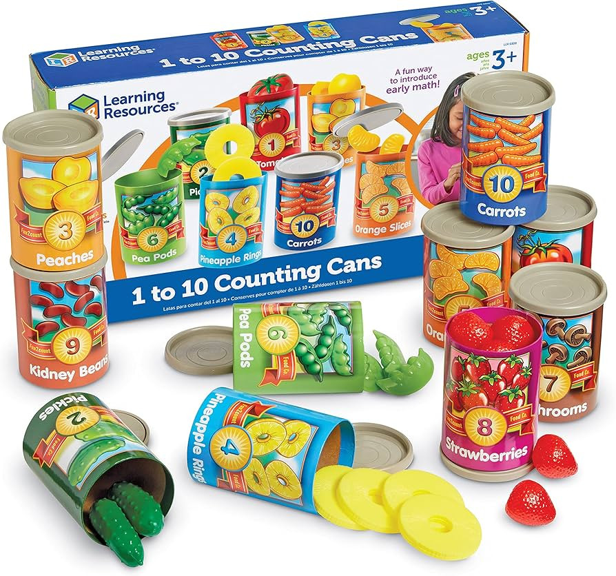 Learning Resources One To Ten Counting Cans - 65 Pieces, Ages 3+ Toddler Learning Toys, Preschool... | Amazon (US)