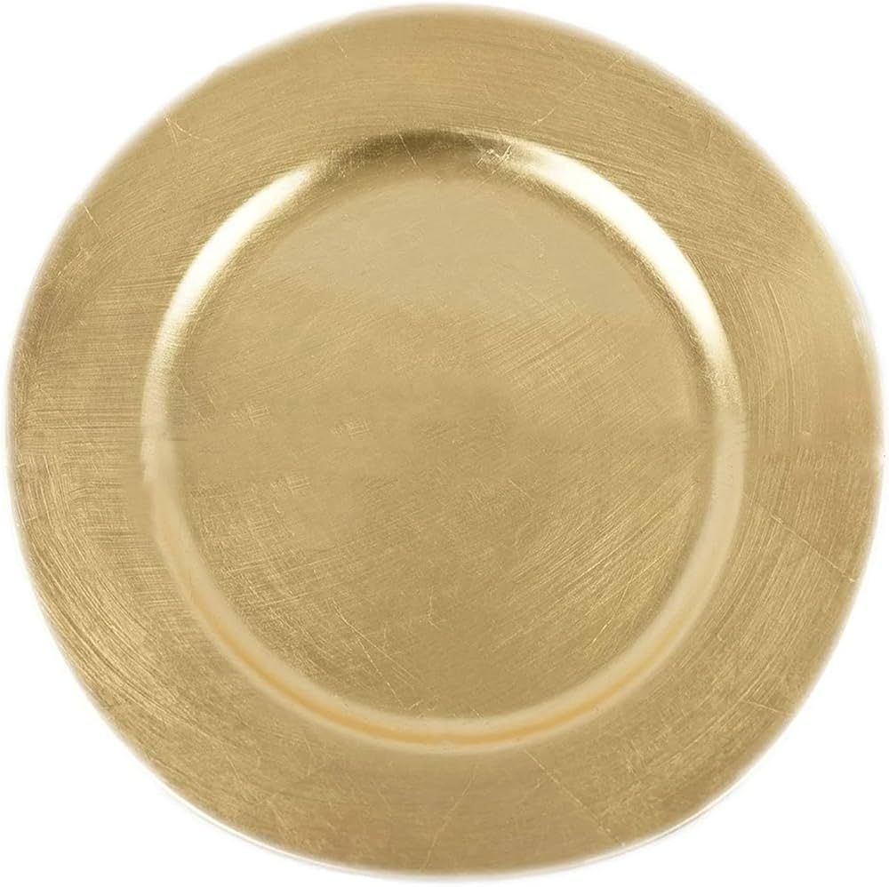Tiger Chef 13-Inch Gold Metallic Charger Plates Set of 2,4,6, 12 or 24 Dinner Chargers (12-Pack) | Amazon (US)
