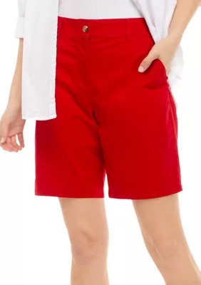 Kim Rogers Women's Solid Twill Shorts, Red, 14 | Belk