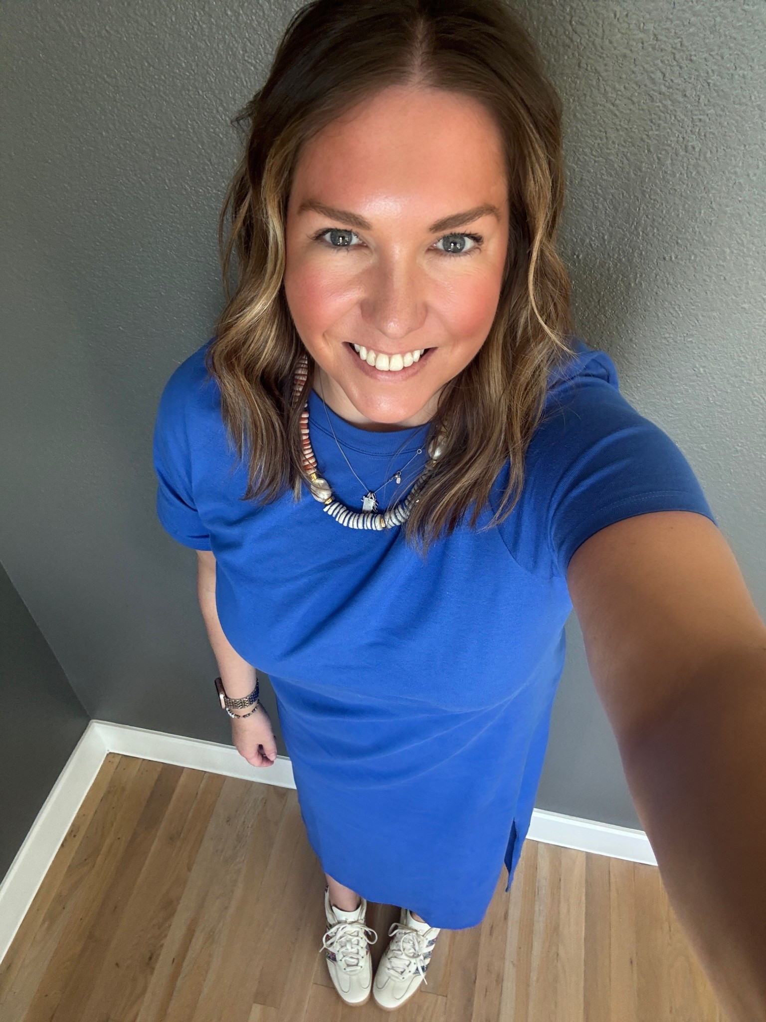 I absolutely am loving this color and my dress is currently on sale for $12.99!!! I love a tshirt style dress for a casual look. Just as comfortable as leggings but looks a bit more pulled together. I added some fun floral sneakers and a necklace to add a bit of interest. Don’t miss out on the amazing price on this closet staple   

#LTKMidsize #LTKSpringSale #LTKootd