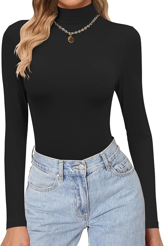 Ekouaer Womens Turtleneck Shirts Long Sleeve Lightweight Fitted Thermal | Mock Neck, Soft Base La... | Amazon (US)